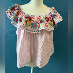 NWT Velzera Cross Stitch
Embroidered Off Shoulder
Top Size Lg